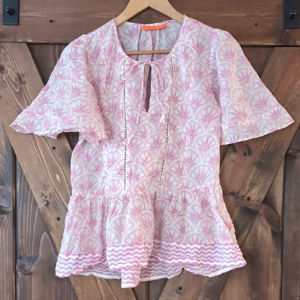 Oliphant Light Pink Patterned Blouse 100% Cotton